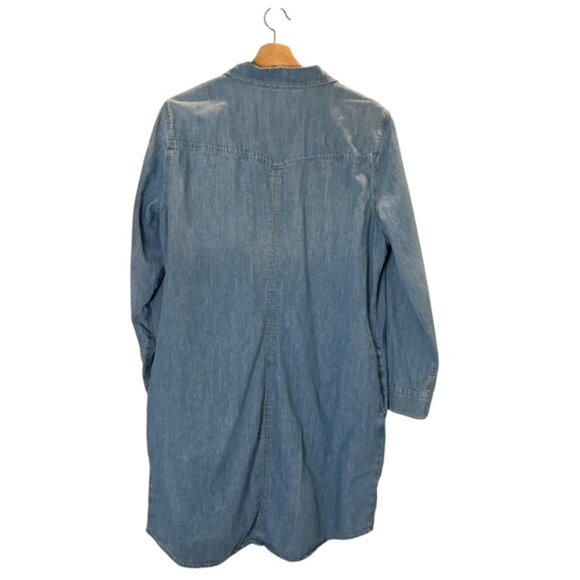 & Denim Western Shirt Dress with Pearl Snap Buttons and Pockets Size Large - Picture 6 of 8